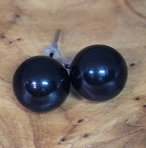 Large Black Ball Earrings