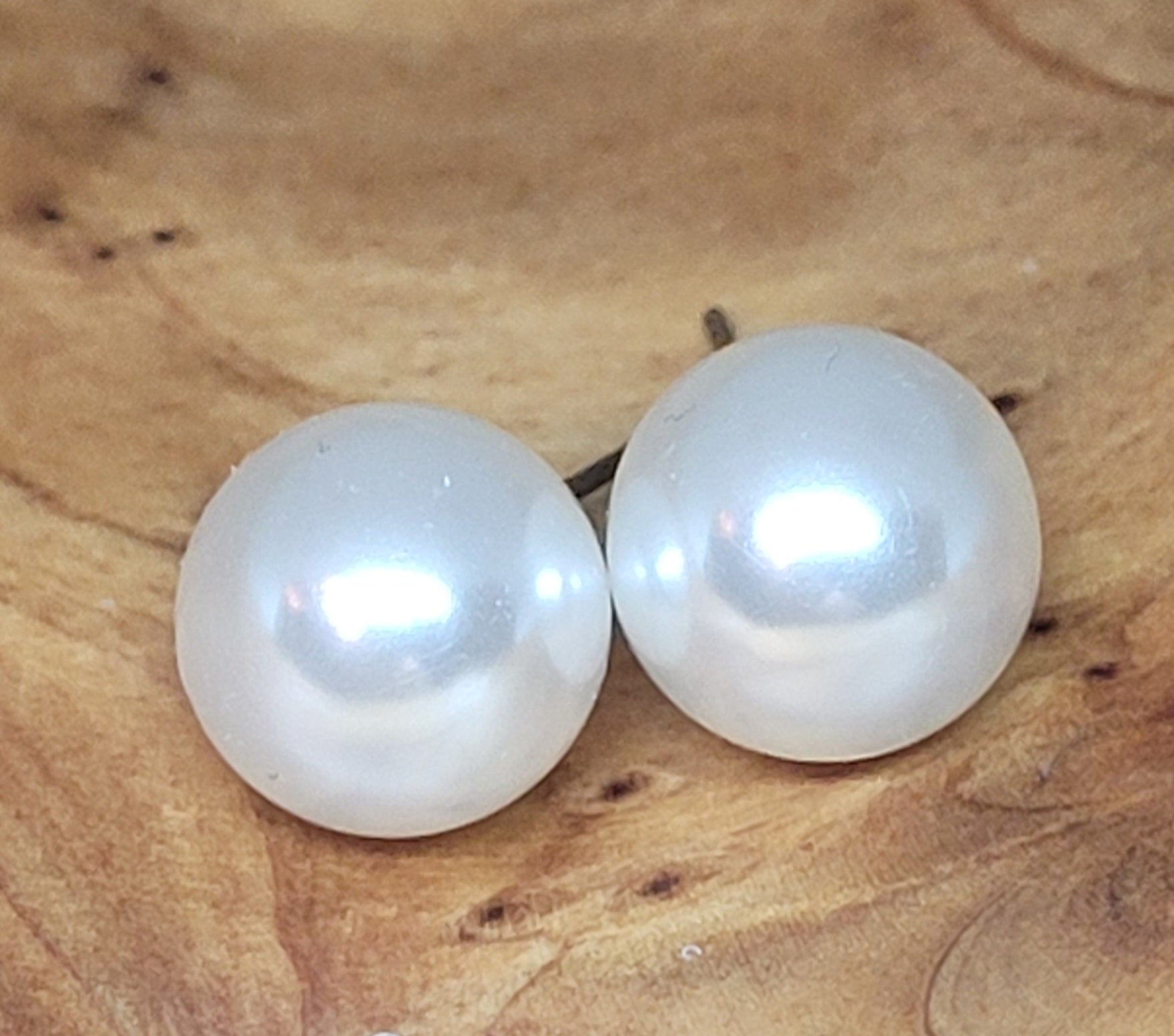 Large Faux Pearl Ball Earrings