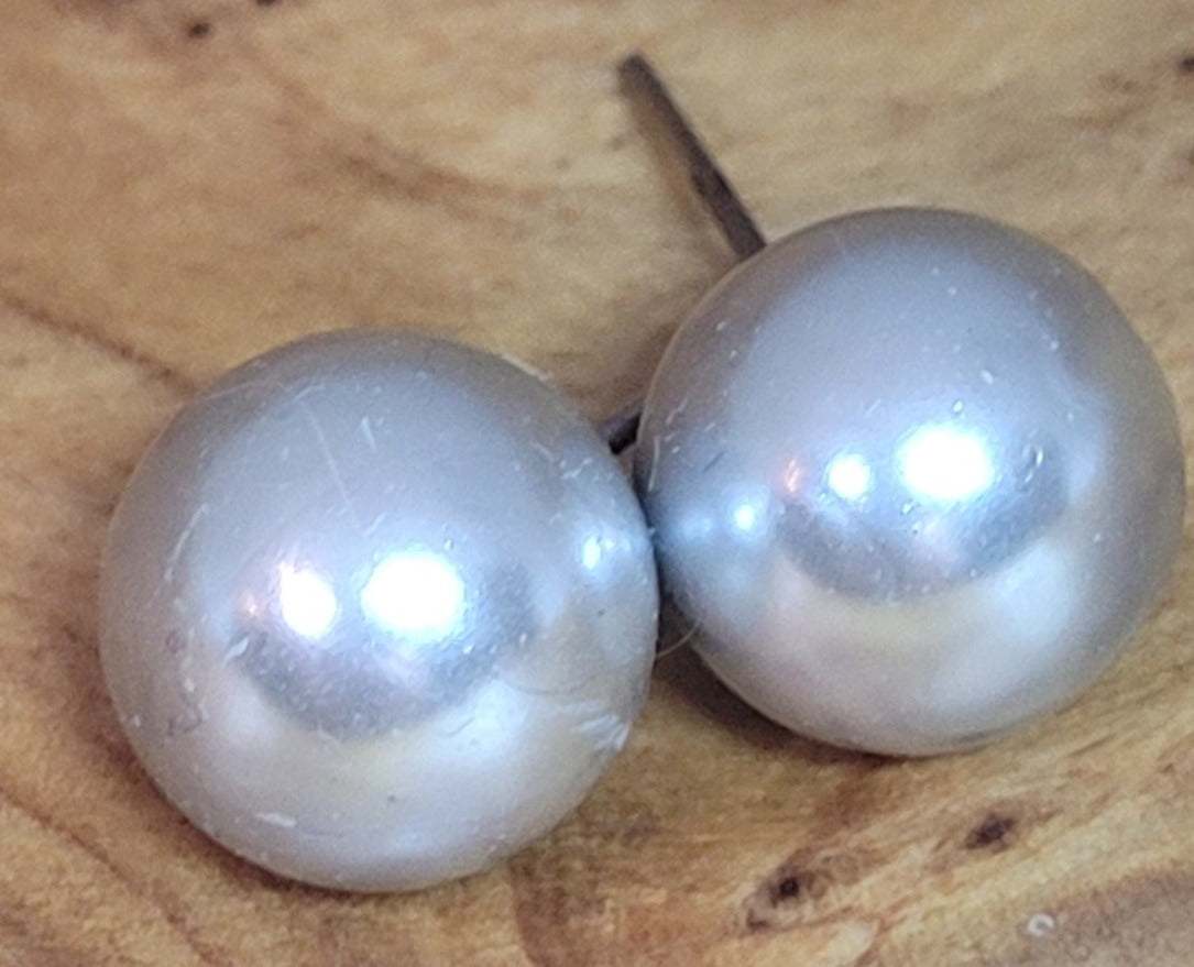 Silver Gray Large Ball Earrings
