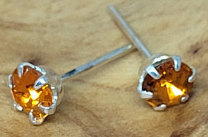 Small Apricot Rhinestone Stud Earrings