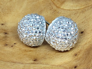 Large Silver Glitter Ball Earrings