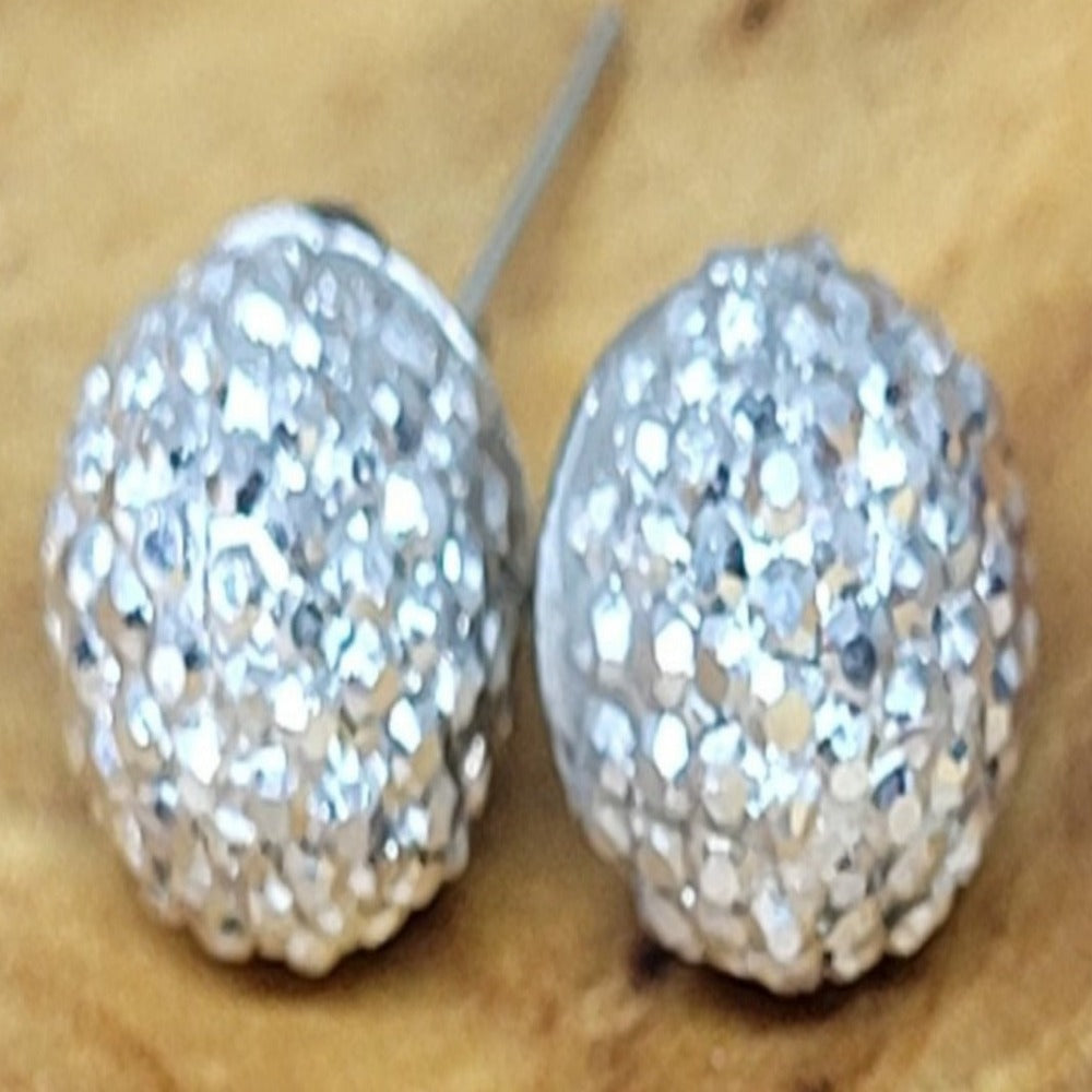Small Silver Glitter Ball Earrings