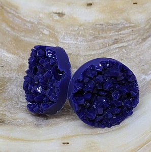 Midnight Blue Druzy Disc Post Earrings