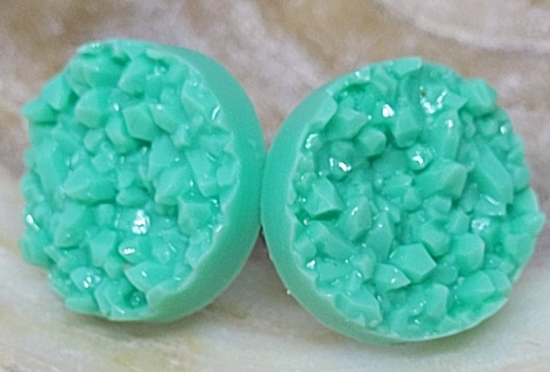 Pistachio Green Druzy Disc Earrings