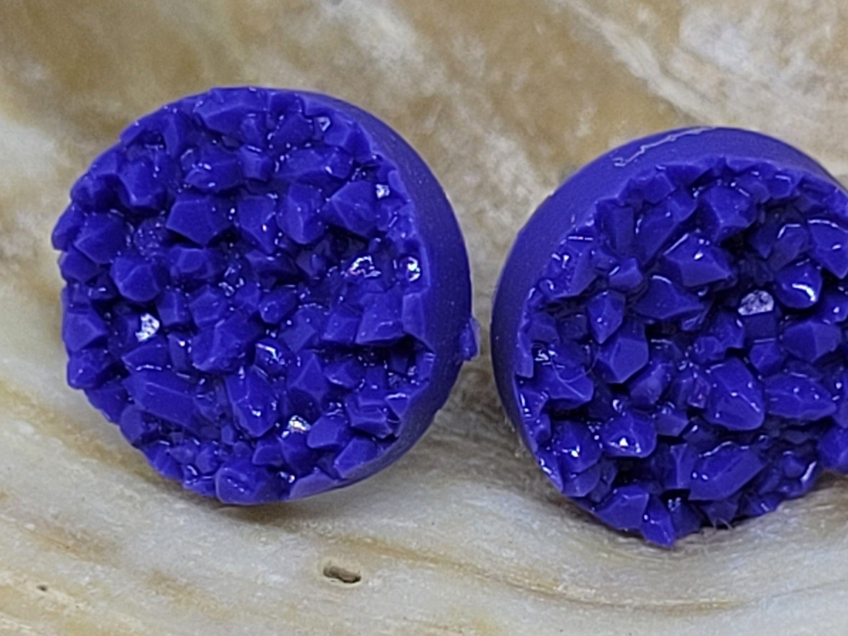 Peri Purple Druzy Disc Earrings