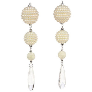 Set of Two Pearl and Crystal Drop Dangle Ornaments