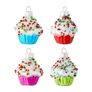 Set of Four Mini Cupcake 1.75 inch Ornaments