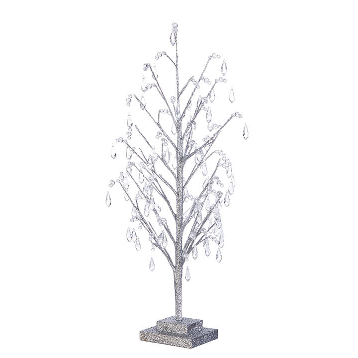 Silver Glitter 18 inch Tree with Clear Crystal Jewels