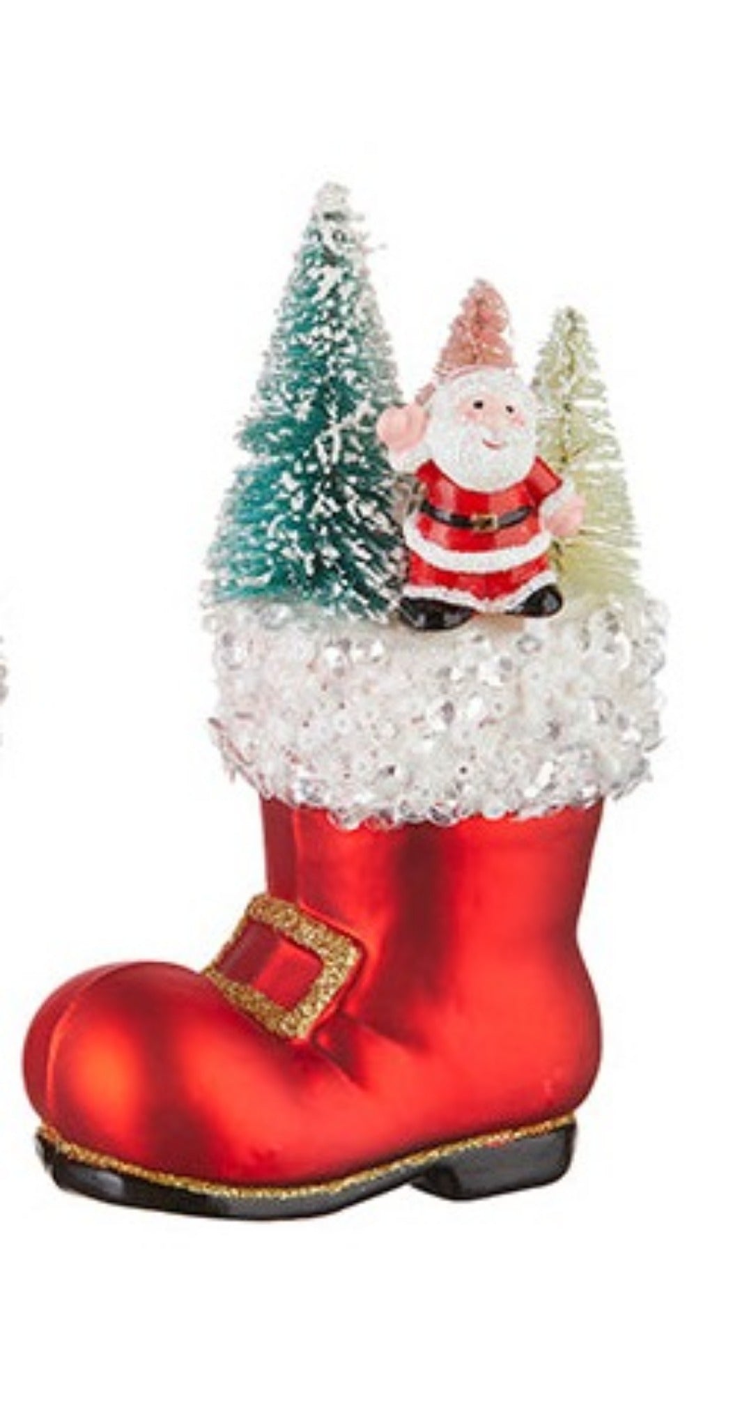 Santa Boot Ornament with Santa and Trees