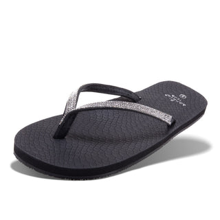 Amanda Blu Vanna Black Rhinestone Flip Flops