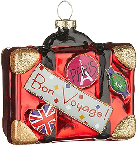 Bon Voyage Travel Suitcase 3.5 inch Glass Luggage Ornament