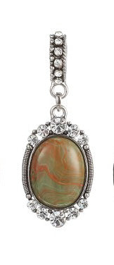 Brown Stone Rhinestone Scarf Charm  Necklace Slide