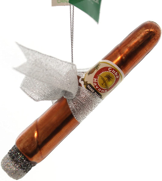 Glass 5 Inch Cigar Christmas Ornament