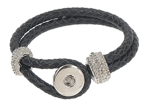 Single Snap Black Leather Bracelet