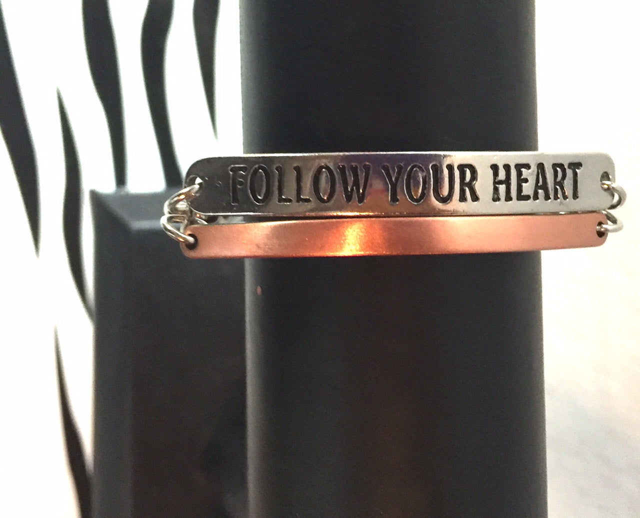Follow Your Heart Mixed Metal Chain Link Bracelet