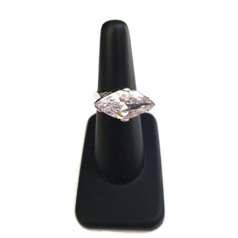 Marquise Shape Silver Tone Ring