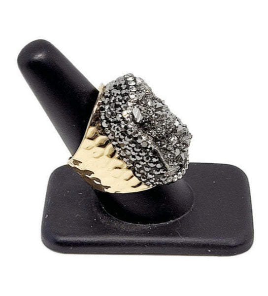 Abstract Druzy Grey Gold Adjustable Alloy Ring