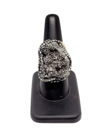 Abstract Druzy Grey Gold Adjustable Alloy Ring