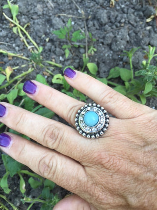 Blue Dot with Rhinestones Snap Interchangeable Jewelry