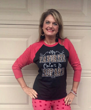 Plus Size Leopard is My Favorite Color Raglan 3/4 length Sleeve T Shirt