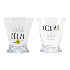 Bad & Boozy Cocktail Martini Glass Set