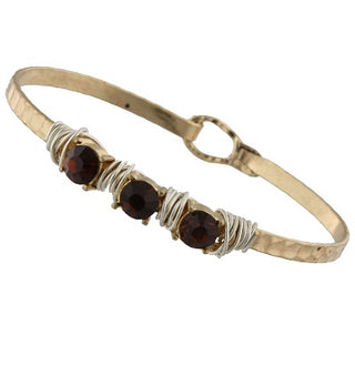 Smoky Quartz Rhinestone Latch Bangle Bracelet