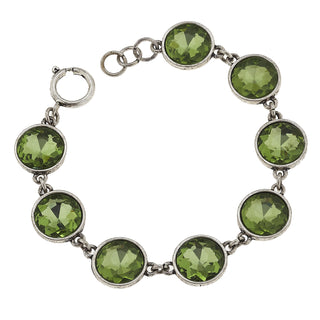 Peridot Silver Mint Rhinestone Link Bracelet