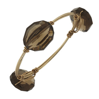 Gold Wire Large Smokey Quartz Stones Bracelet