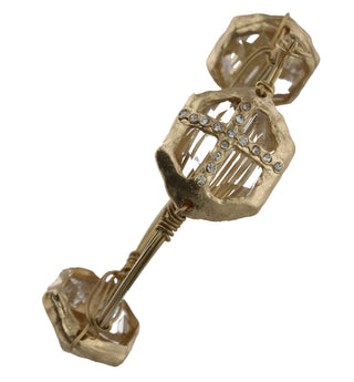 Gold Wire Square Rhinestone Soldiered Chandelier Bangle Bracelet