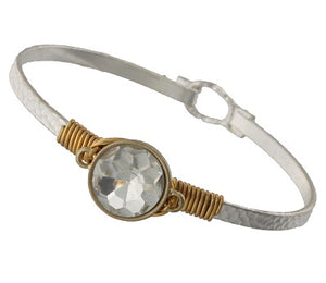 Clear Stone Wire Wrap Latch Bracelet