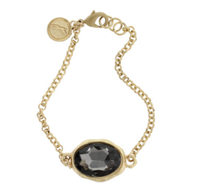 Glass Black Diamond Gold Chain Link Bracelet