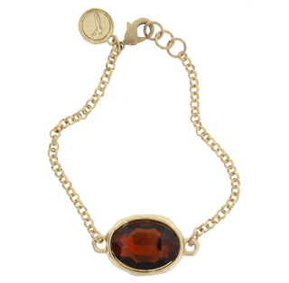 Faceted Dark Brown Glass Gold Chain Link Bracelet