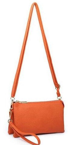 Monogrammable 3 Compartment Wristlet Crossbody Purse Orange