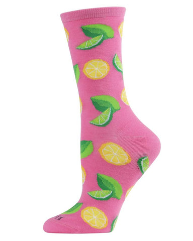 When Life Gives You Lemons Pink Crew Socks