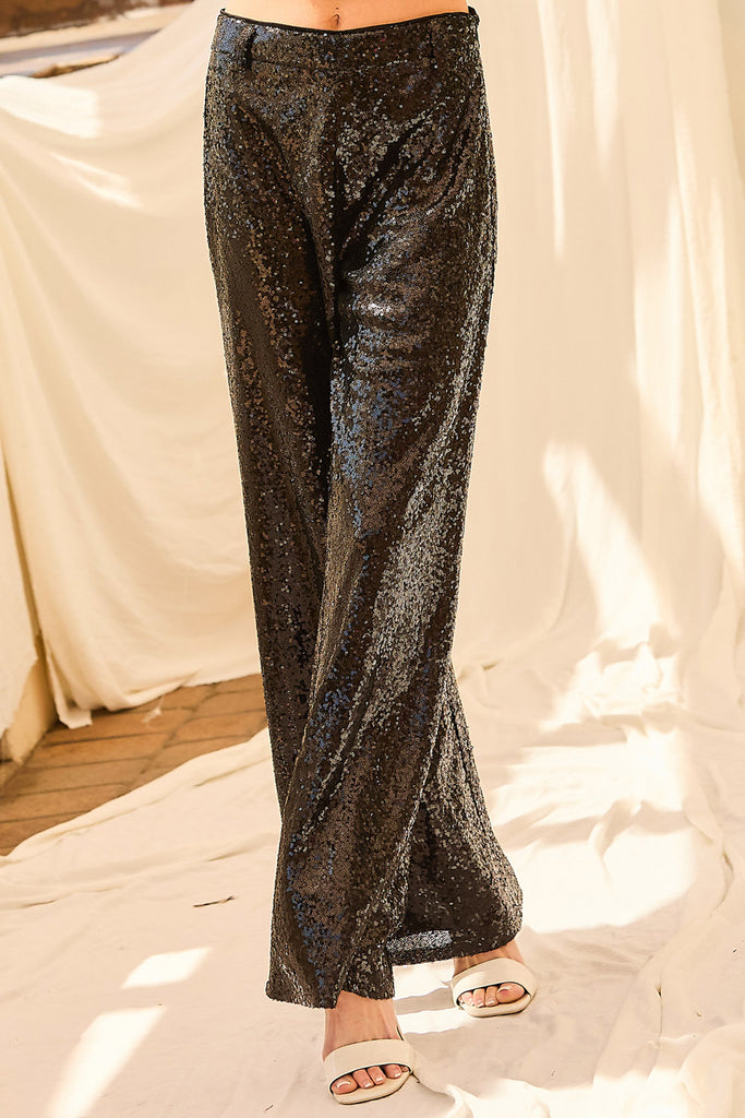Wide leg silver sequin pants – The Gallery