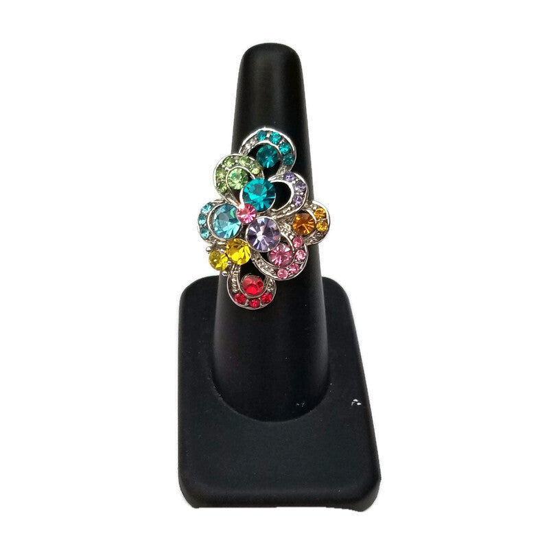 Multi Color Rhinestone Adjustable Ring