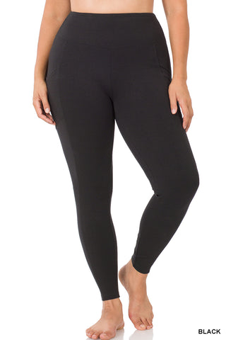 Full Length Wide Waistband Leggings with Pockets