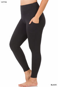 Full Length Wide Waistband Leggings with Pockets