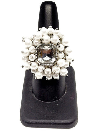 Rhinestone Pearls Stretch Ring