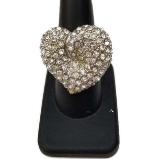 Silver Rhinestone Heart Adjustable Ring