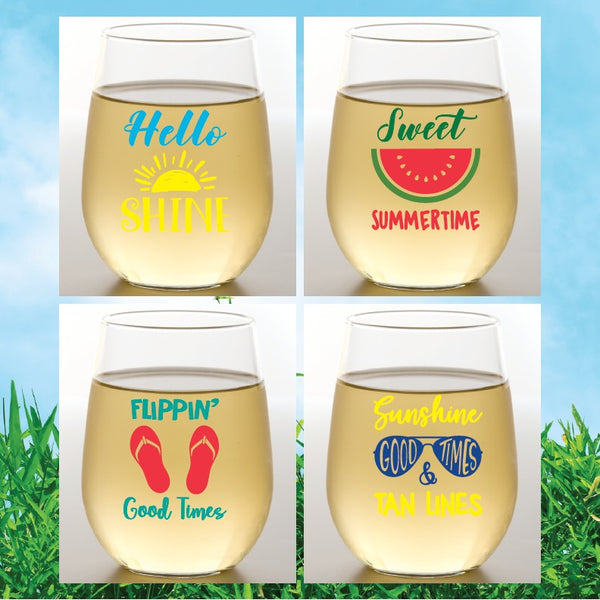 Set of Four Summer Shatterproof Drinkware Glasses