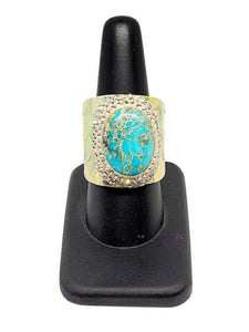 Turquoise Emperor Stone Gold Adjustable Alloy Ring