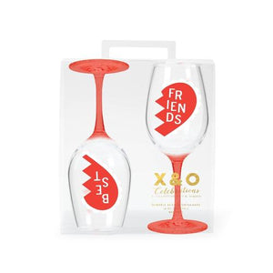 Acrylic Set of Two Best Friends Wine Glasses