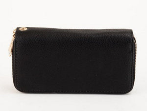 Double Zip Wallet Wristlet Pebbled Black Wallet