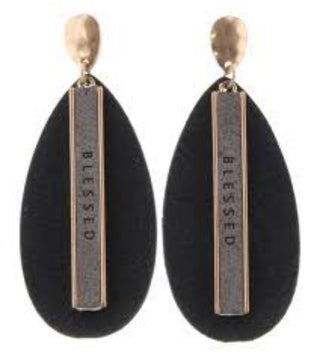 Genuine Leather Two Tone Blessed Gold Stud Earrings