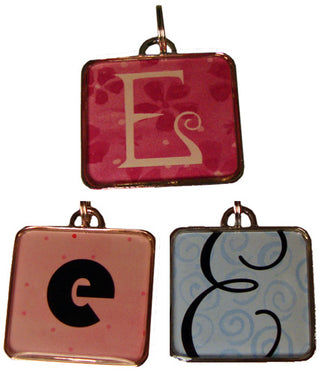 Ganz Square  E  Initial Charm Necklace Bracelet