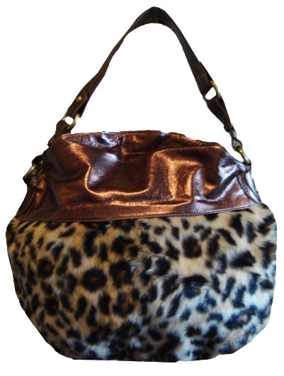 Leopard Print Faux Fur Designer Inspired Handbag Purse