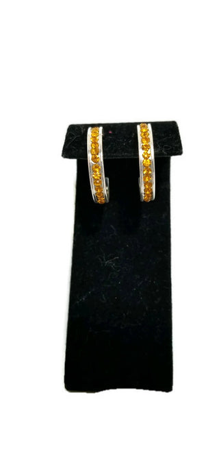 Gold Crystal University of Michigan Hoop Earrings