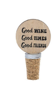 Good Wine Good Times  Wood Bottle Topper