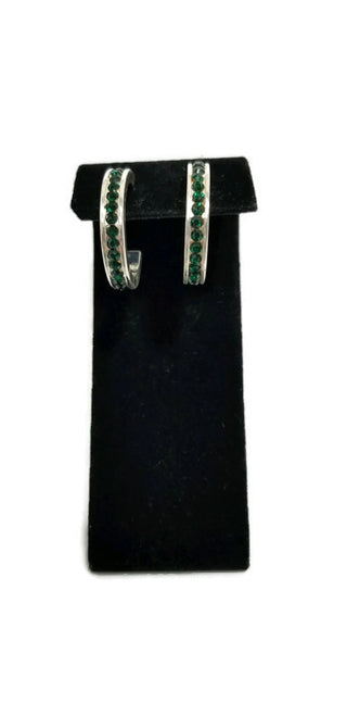 Green Crystal Michigan State University Hoop Earrings